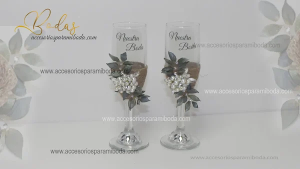 Copas perlas y hojitas